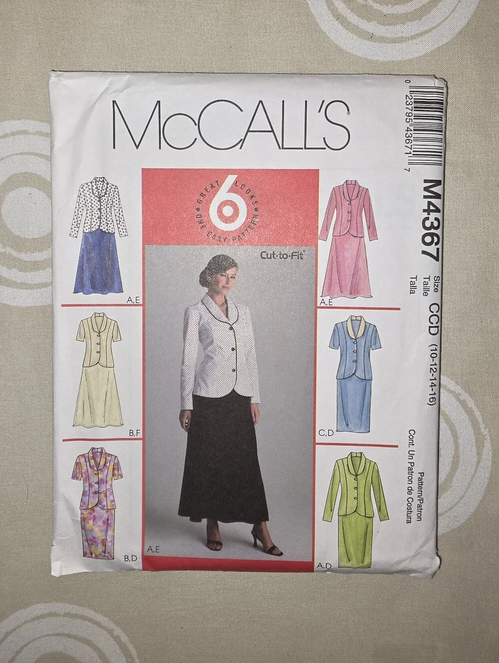 Sewing Pattern #M4367 Tops & Skirts Multicolor Size 10-16